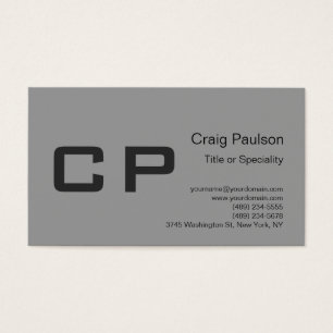 Clean Simple Grey Monogram Modern Profile Card