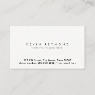 clean simple & minimal basic white professional business card