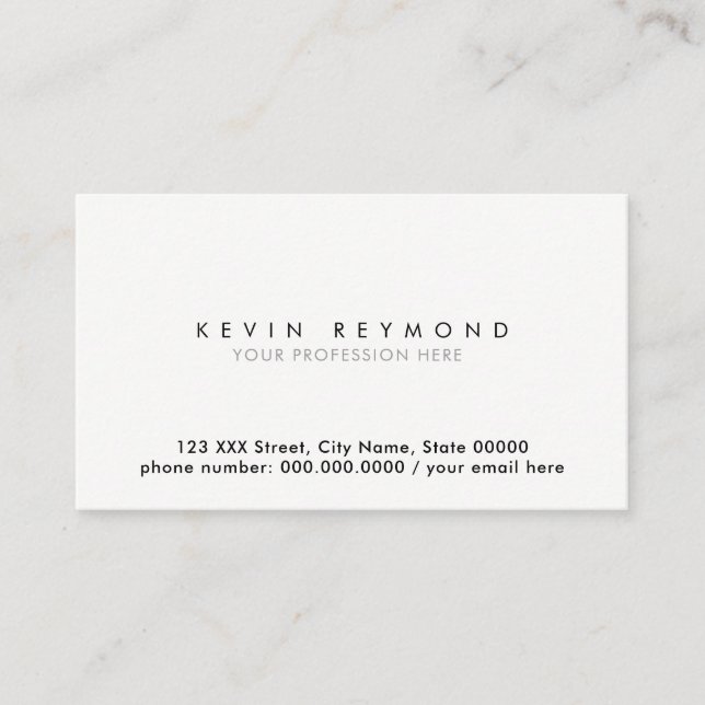 clean simple & minimal basic white professional business card (Front)