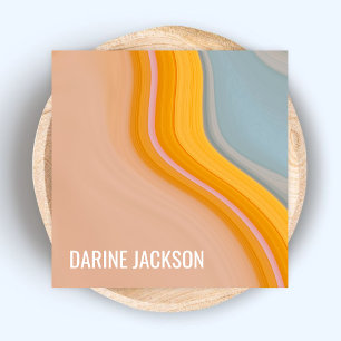 Clean Simple Minimalist Fluid Pastel Colours  Square Business Card