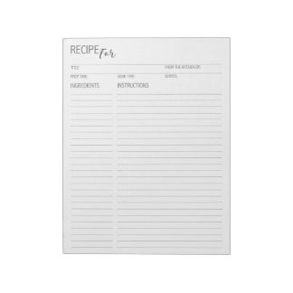 Clean + Simple Recipe Pages ii Notepad