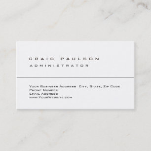 Clean Simple Stylish Plain White Business Card