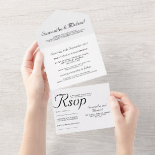 Clean Simple Wedding All In One Invitation