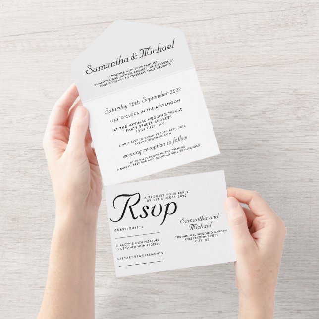 Clean Simple Wedding All In One Invitation (Tearaway)