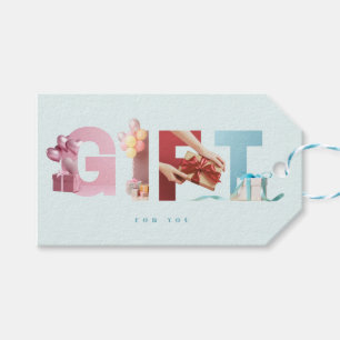 Clean Sky Blue GIFT Photo Typography Overlay Tags