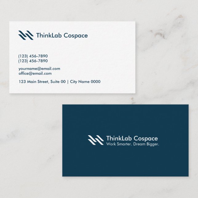 Clean Smart Modern Minimalist ThinkLab Cospace  Business Card (Front/Back)