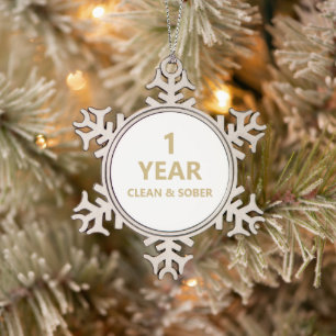 clean sober custom addiction recovery Keepsake Snowflake Pewter Christmas Ornament
