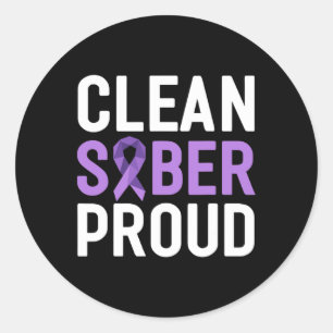 Clean Sober Proud End Addiction Overdose Awareness Classic Round Sticker