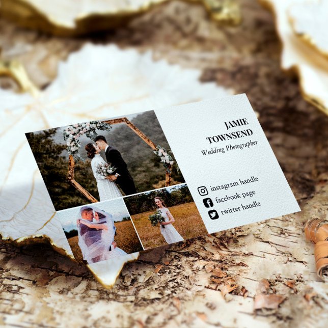 Clean Social Media Photo Collage Photographer Business Card (Creator Uploaded)