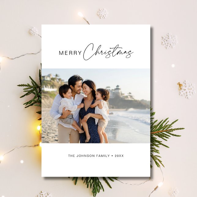 Clean Stylish Family Photo Christmas Nautical Holiday Card (Creator Uploaded)