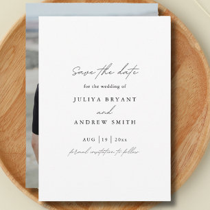 Clean stylish simple photo save the date