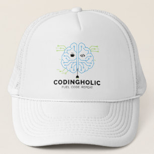 Clean Tech Brain Coding Trucker Design Trucker Hat