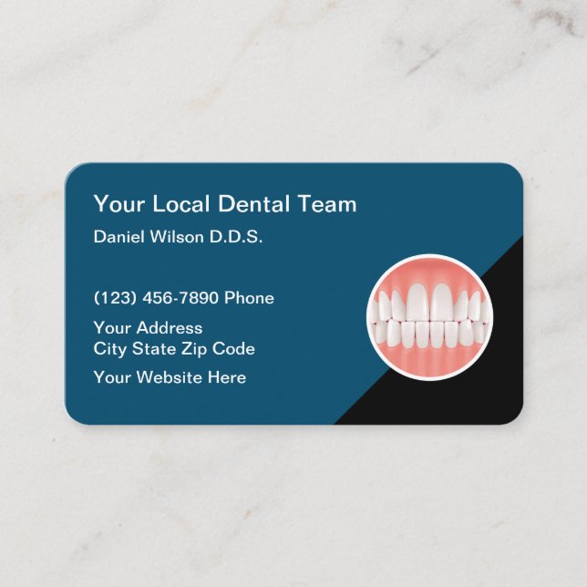 Clean Teeth Graphic Dentist Business Cards (Front)