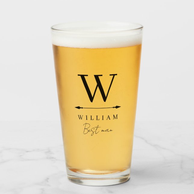 Clean Timeless Monogram Best Man Glass (Front Filled)