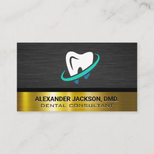 Clean Tooth Logo Gold Dark Metallic Business Card
