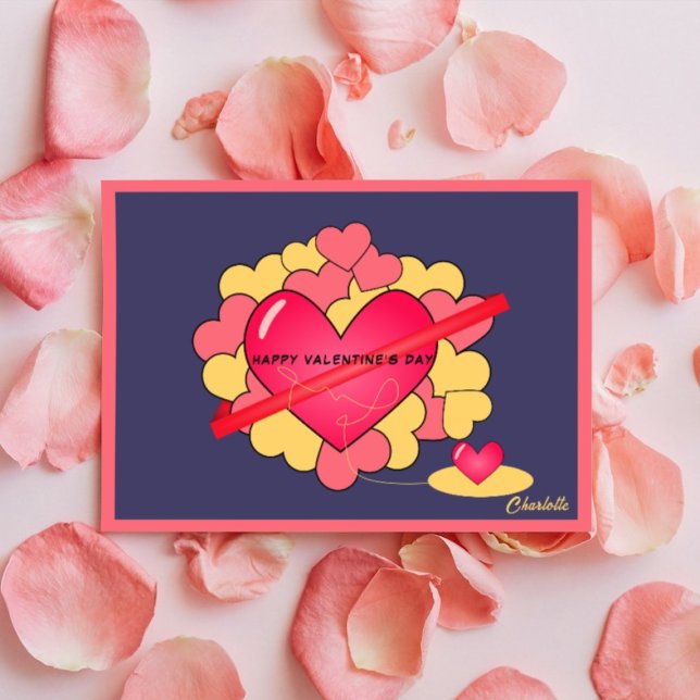 Clean Trendy Pink Heart Valentine Day Holiday Card (Creator Uploaded)
