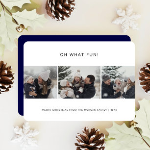 Clean Typography Oh What Fun Family Christmas Baby Holiday Card