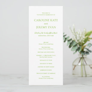 Clean Vibrant Green Elegant Wedding Programme