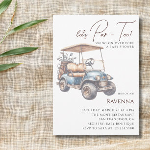 Clean Vintage Golf Lets Par Tee Baby Shower Invitation