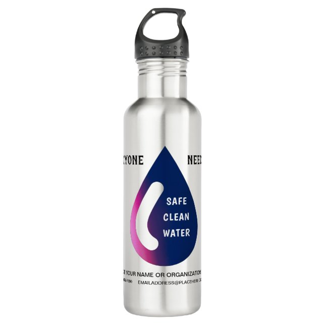 Clean Water Stay Safe Business Personalise 710 Ml Water Bottle (Front)