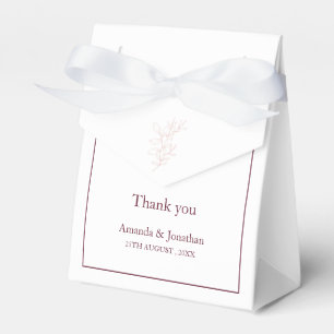Clean White and Pink Simple Leaf   Modern Wedding Favour Box