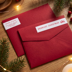 Clean White and Red Christmas Address Wrap Around Label
