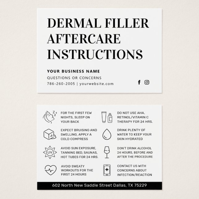 Clean White Classic Dermal Filler Aftercare (Front & Back)