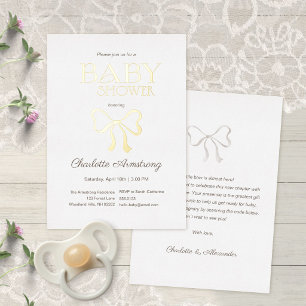 Clean White Elegant Bow Baby Shower