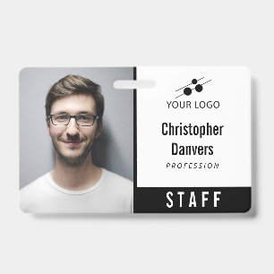 Clean White Employee ID Add Your Logo Badge