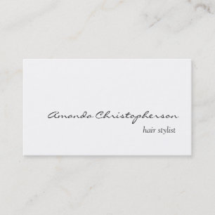 Clean White Hair Stylist Script Business Card