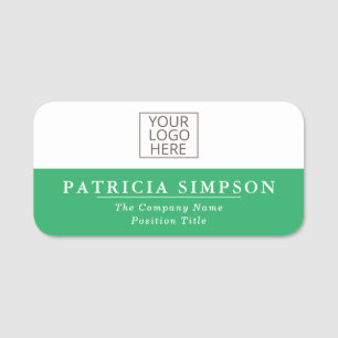 Clean White & Island Green: Simplicity & Elegance Name Tag