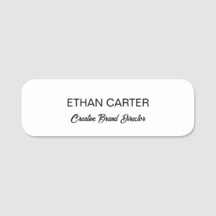 Clean White Minimal Modern Professional Design Name Tag