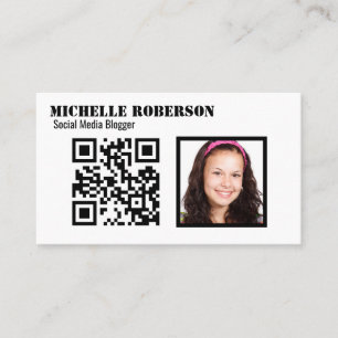 Clean white photo and code business card