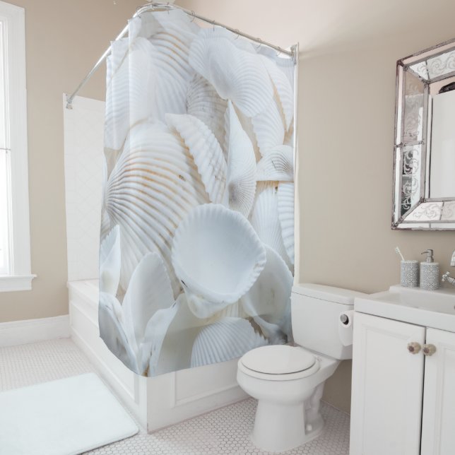 Clean White Seashells Beauty In Nature Shower Curtain (In Situ)