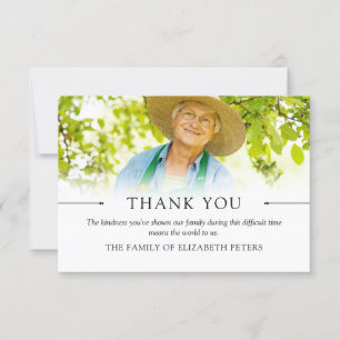 Clean White Simple Photo Sympathy Thank You