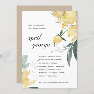 CLEAN YELLOW GREEN FLORAL BRIDAL SHOWER INVITE