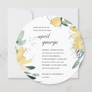 CLEAN YELLOW GREEN FLORAL BRIDAL SHOWER INVITE