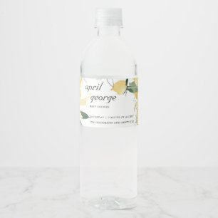 CLEAN YELLOW GREEN FLORAL WATECOLOR BABY SHOWER WATER BOTTLE LABEL