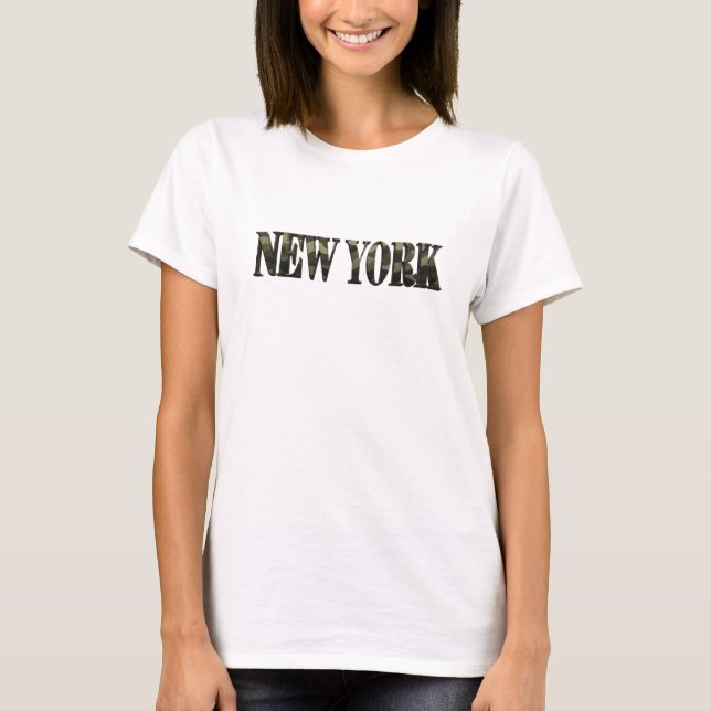 Clean Yellow NEW YORK Text Design T-Shirt (Front)