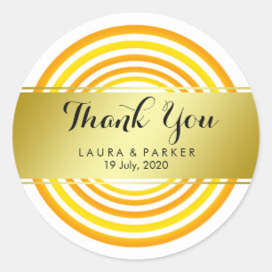 Clean Yellow Yoga Circular Gold Thank You Wedding Classic Round Sticker