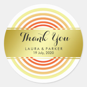 Clean Yoga Circular Gold Thank You Wedding Classic Round Sticker
