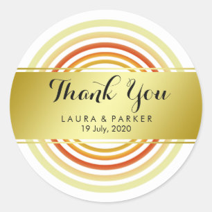 Clean Yoga Circular Gold Thank You Wedding Classic Round Sticker