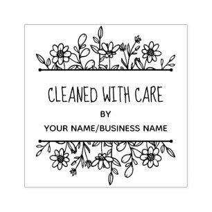 Cleaned With Care Whimsical Wildflowers Greenery Rubber Stamp