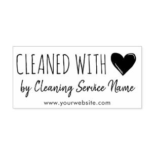 Cleaned with Love Doodled Heart & Name  Rubber Stamp