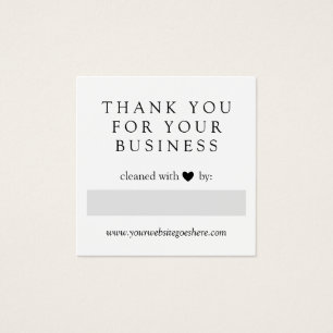 Cleaned With Love Grey Heart Thank You Business