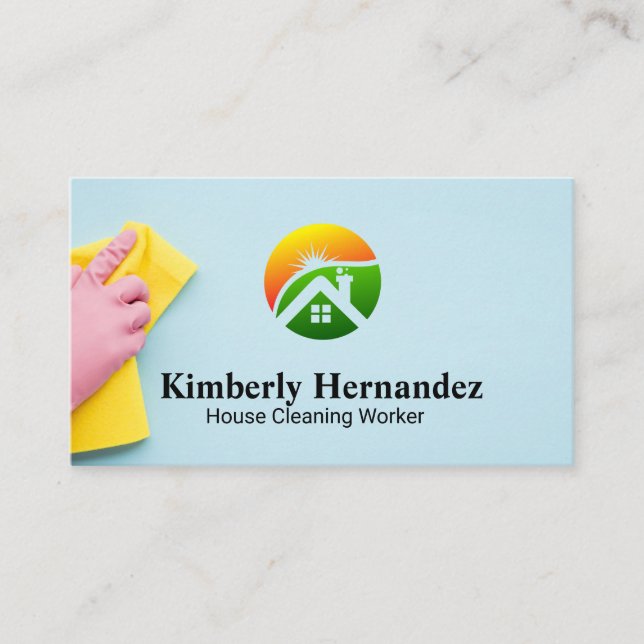 Cleaner Hand Cleaning | Home Clean Logo Business Card (Front)