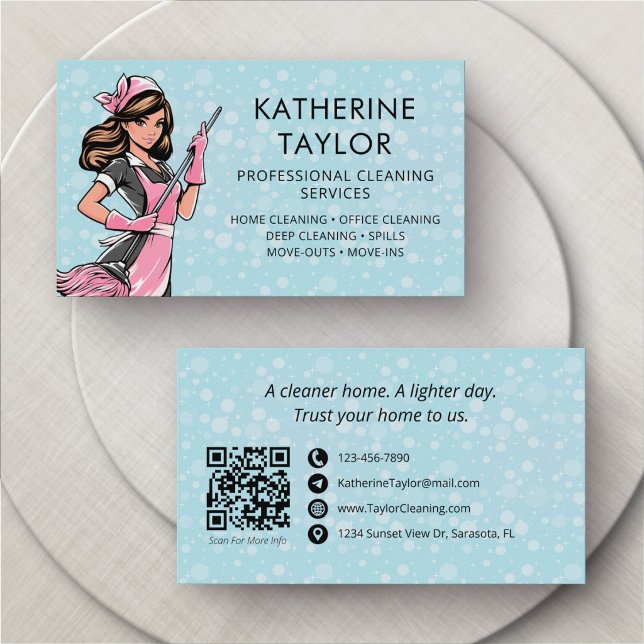 Cleaner House Office Maid Service Business Card (Creator Uploaded)