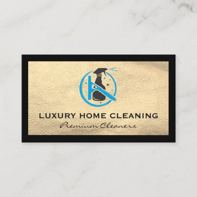 Cleaner Logo | Luxury Leather Background Business Card (Front)