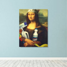 Cleaner Mona Lisa holding cleaning tools Leonardo 