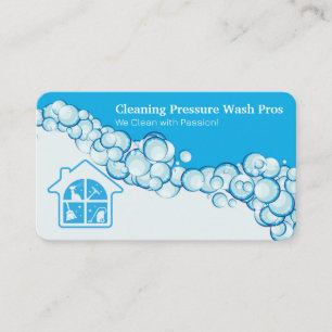 Cleaner Washing Soap Bubbles Business Card
